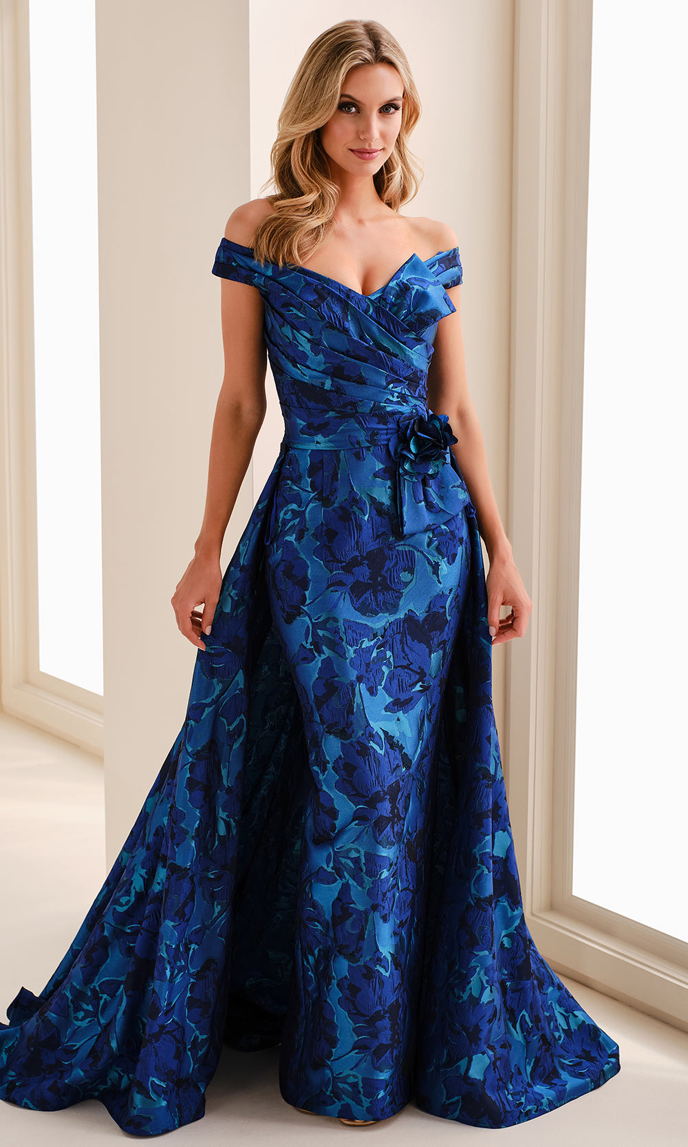 Montage M4201 - Pleated Brocade Gown with Detachable Overskirt Prom Dresses