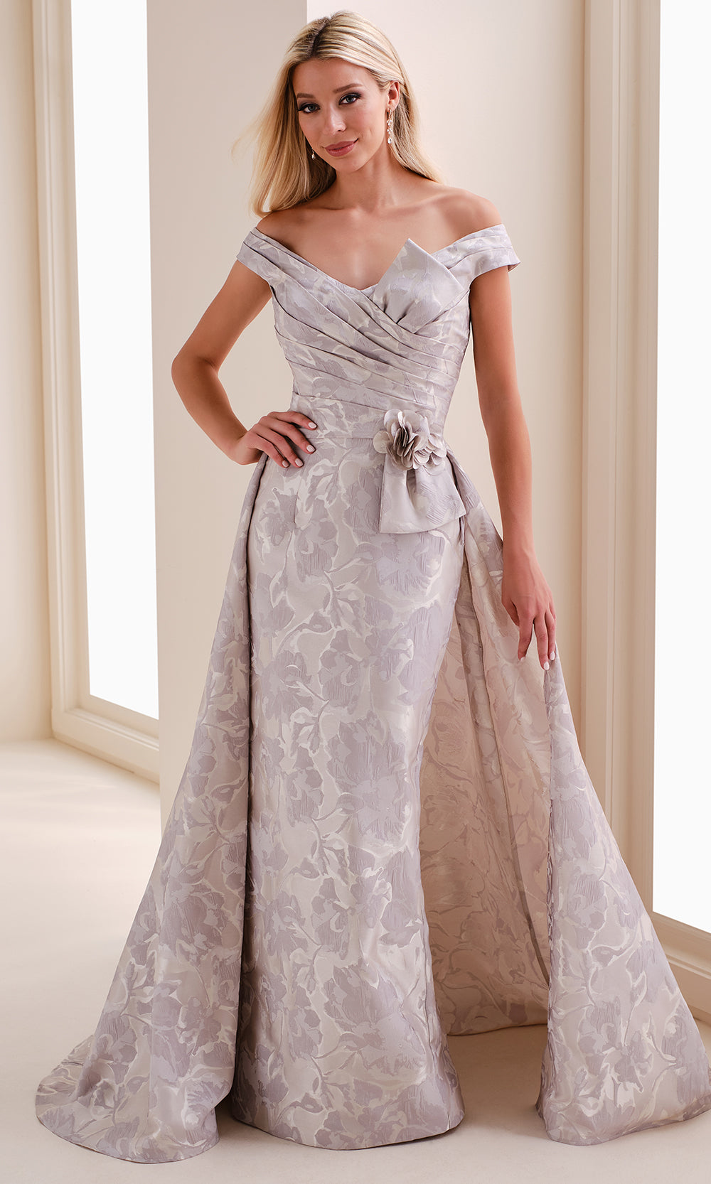 Montage M4201 - Pleated Brocade Gown with Detachable Overskirt Prom Dresses