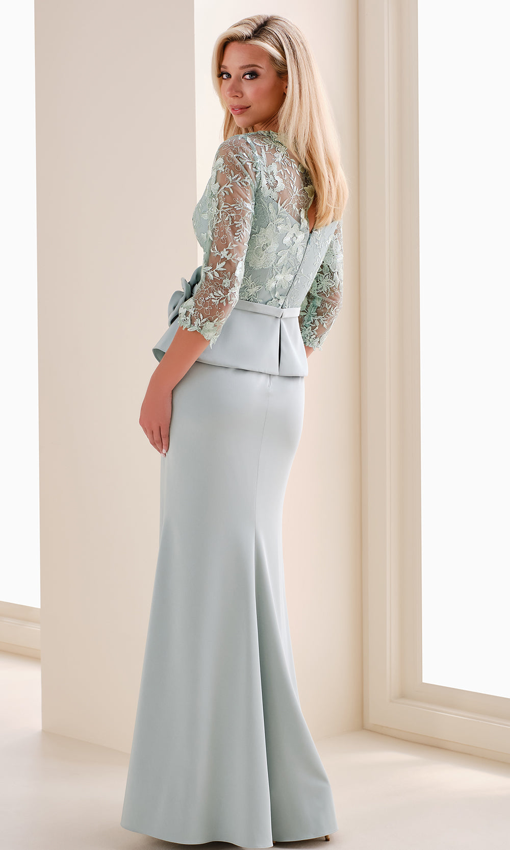 Montage M4209 - Floral Embroidered Peplum Sheath Gown Mother of the Bride Dresses