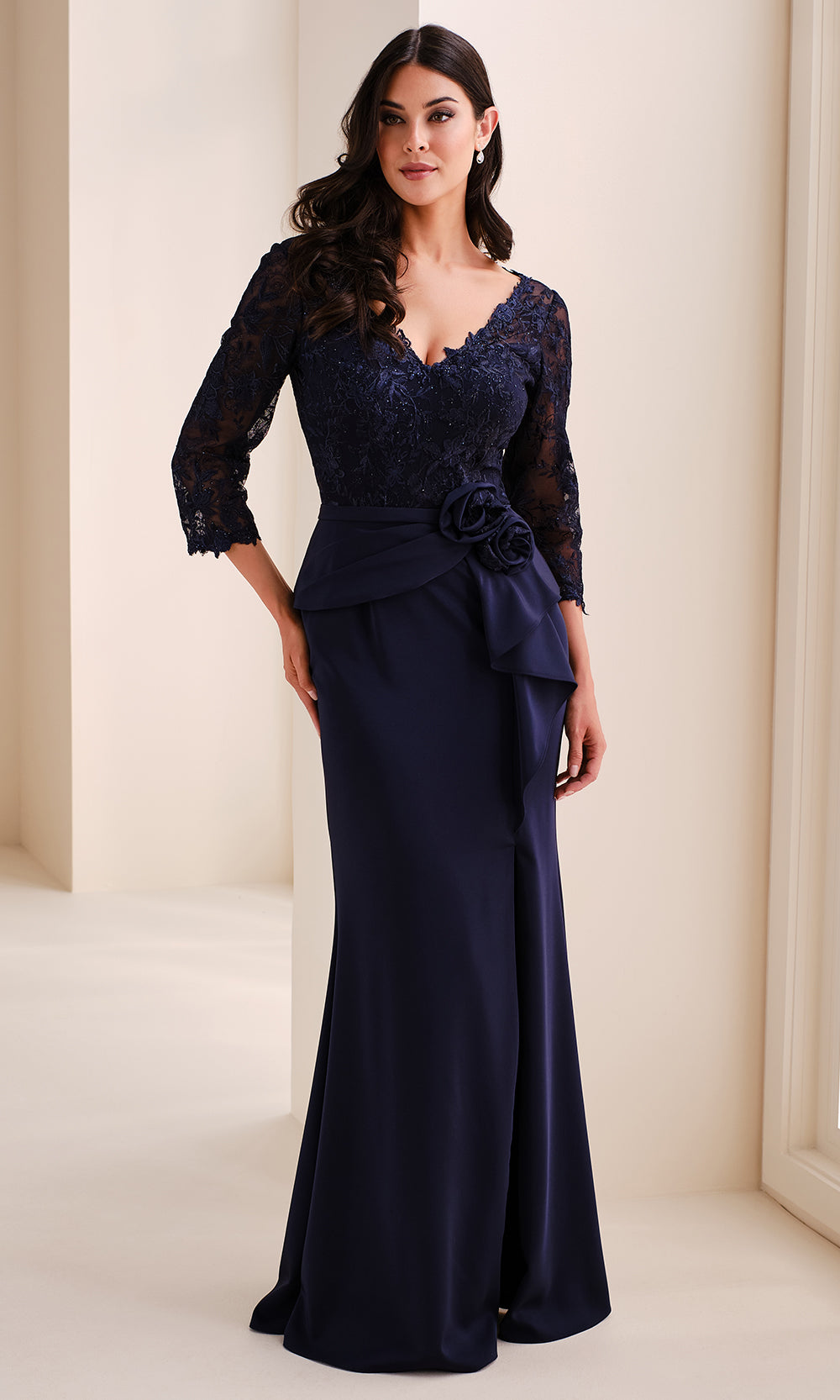 Montage M4209 - Floral Embroidered Peplum Sheath Gown Mother of the Bride Dresses