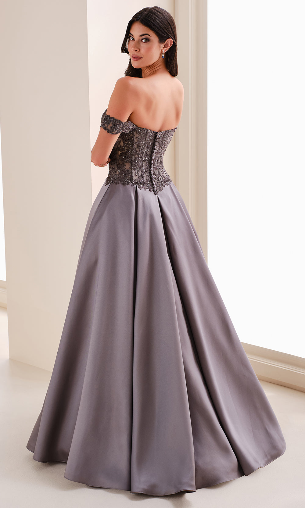 Montage M4211 - Sweetheart Neck Mikado Gown with Lace Detail Prom Dresses