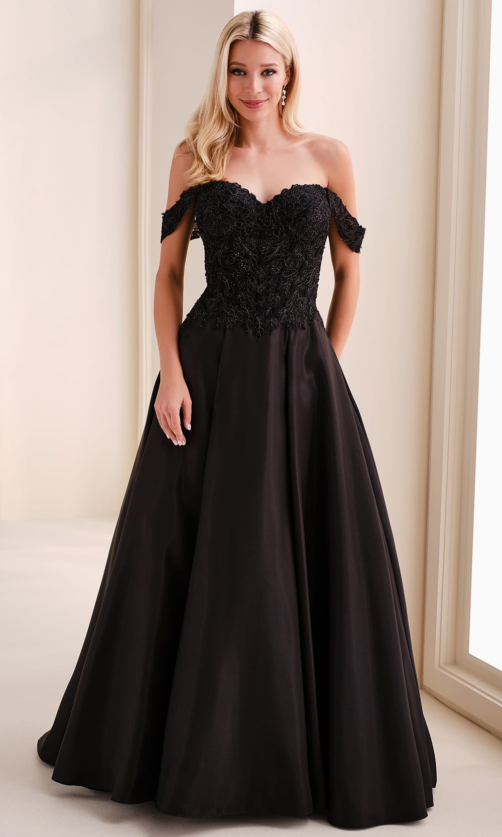 Montage M4211 - Sweetheart Neck Mikado Gown with Lace Detail Prom Dresses