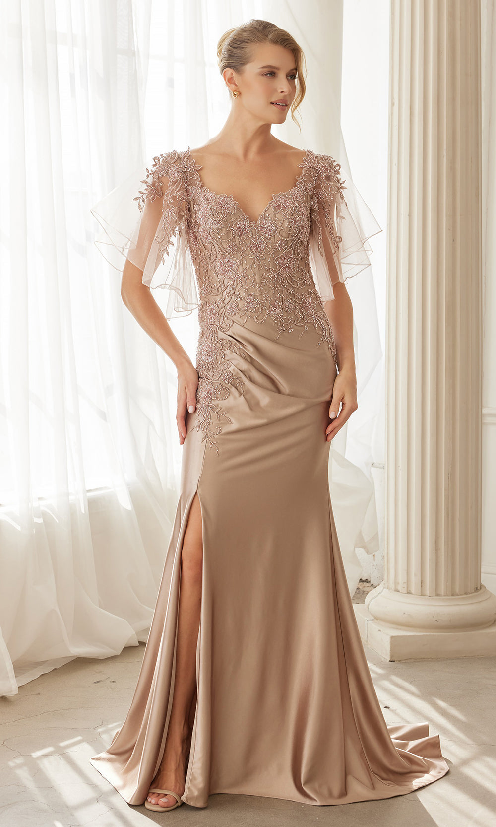 Nox Anabel ME148 - Illusion V Neck Formal Dress Mother of the Bride Dresses