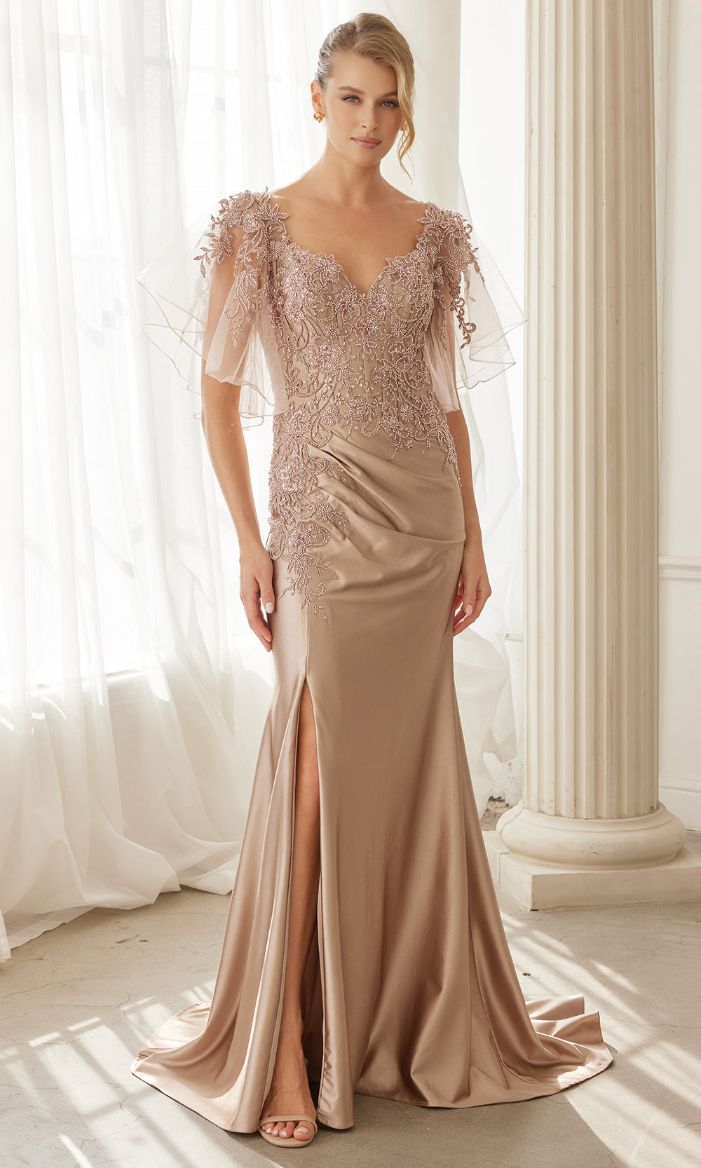 Nox Anabel ME148 - Illusion V Neck Formal Dress Mother of the Bride Dresses