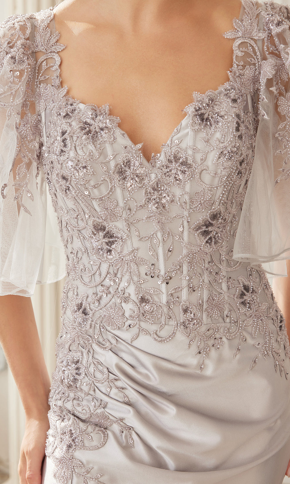 Nox Anabel ME148 - Illusion V Neck Formal Dress Mother of the Bride Dresses