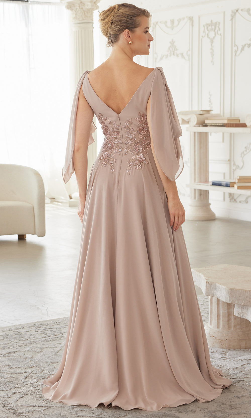 Nox Anabel ME151 - V Neck Chiffon Applique Formal Dress Mother of the Bride Dresses
