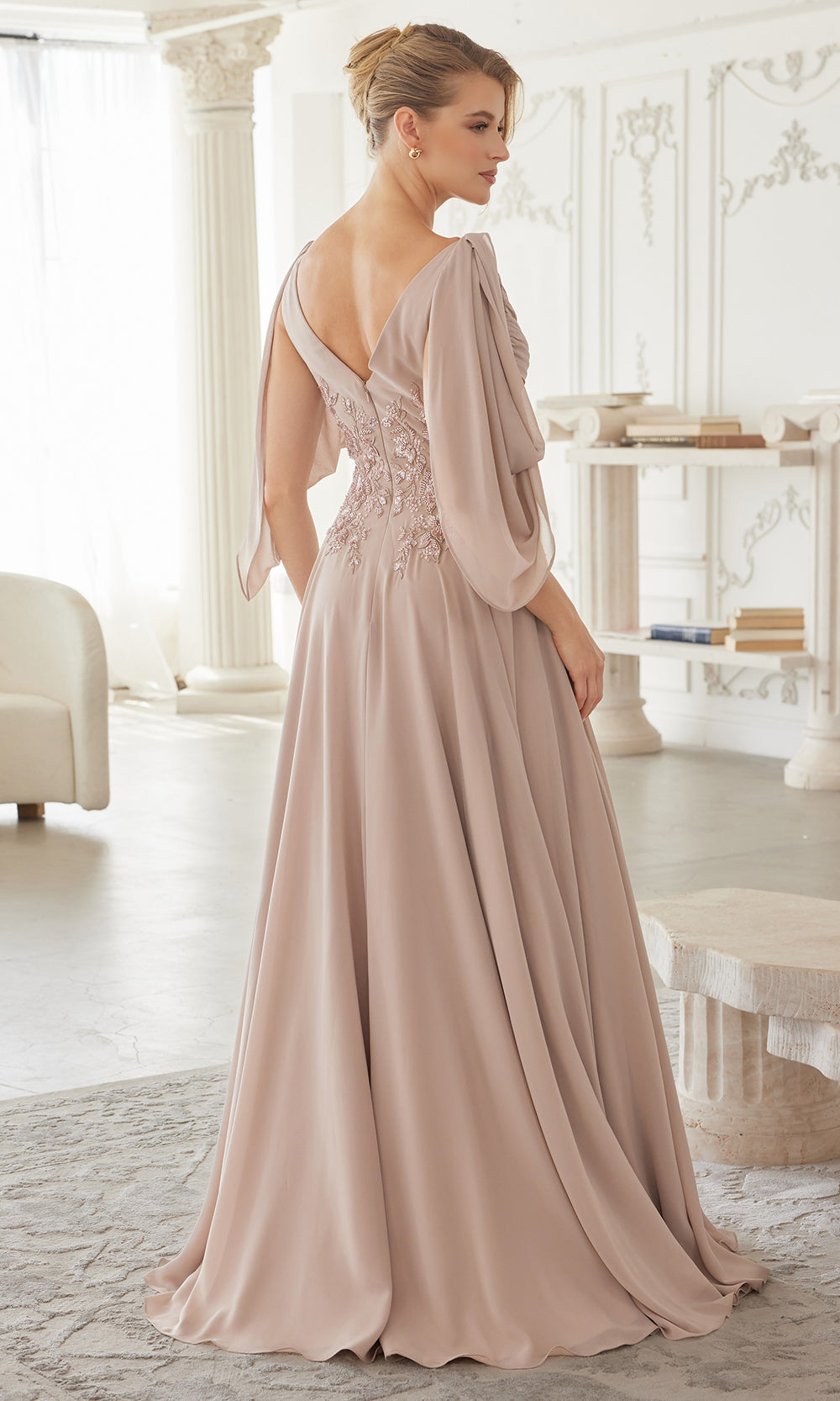 Nox Anabel ME151 - V Neck Chiffon Applique Formal Dress Mother of the Bride Dresses