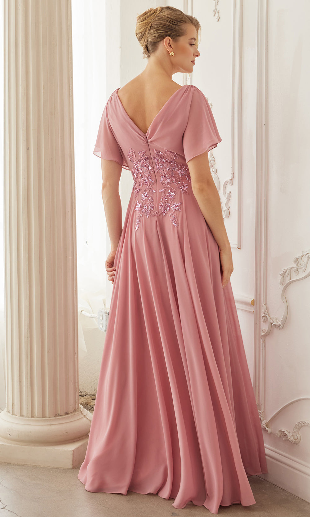 Nox Anabel ME152 - V Neck Applique Waist Formal Dress Mother of the Bride Dresses