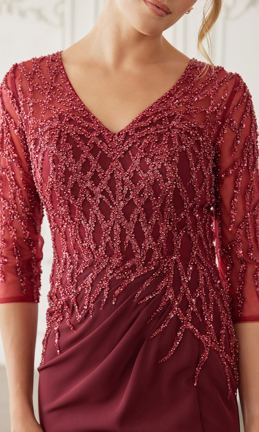 Nox Anabel MH161 - Sheer Sleeve Embroidered Formal Dress Mother of the Bride Dresses