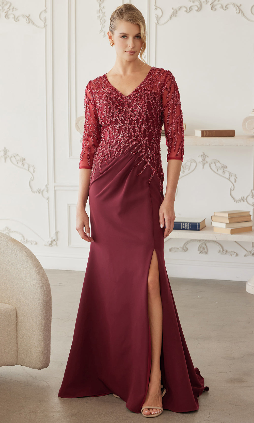 Nox Anabel MH161 - Sheer Sleeve Embroidered Formal Dress Mother of the Bride Dresses
