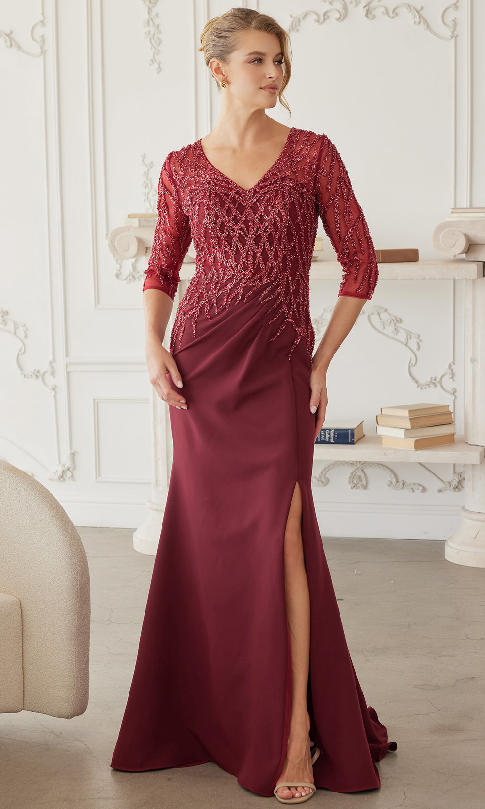 Nox Anabel MH161 - Sheer Sleeve Embroidered Formal Dress Mother of the Bride Dresses