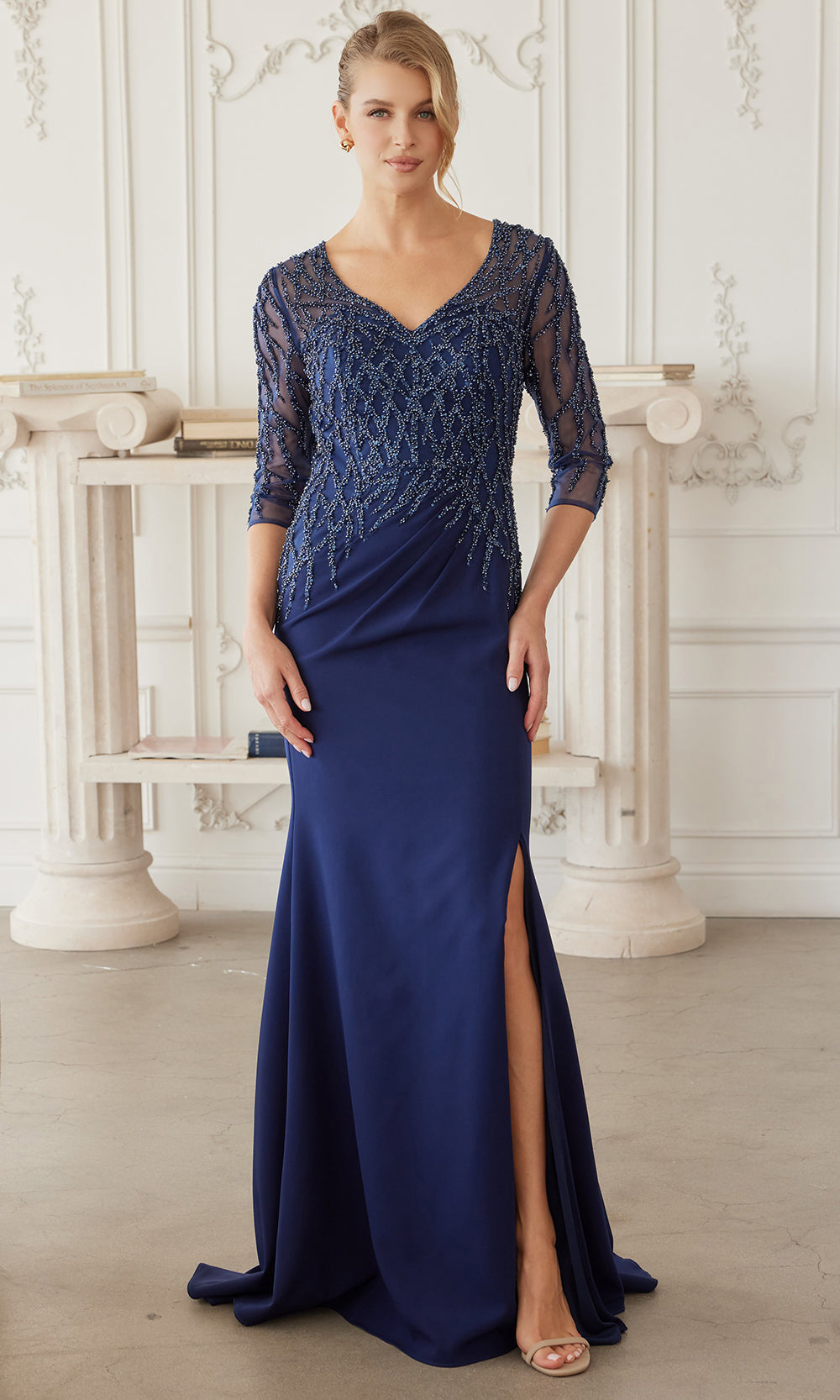 Nox Anabel MH161 - Sheer Sleeve Embroidered Formal Dress Mother of the Bride Dresses
