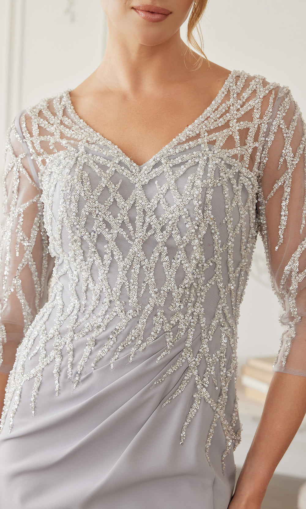 Nox Anabel MH161 - Sheer Sleeve Embroidered Formal Dress Mother of the Bride Dresses