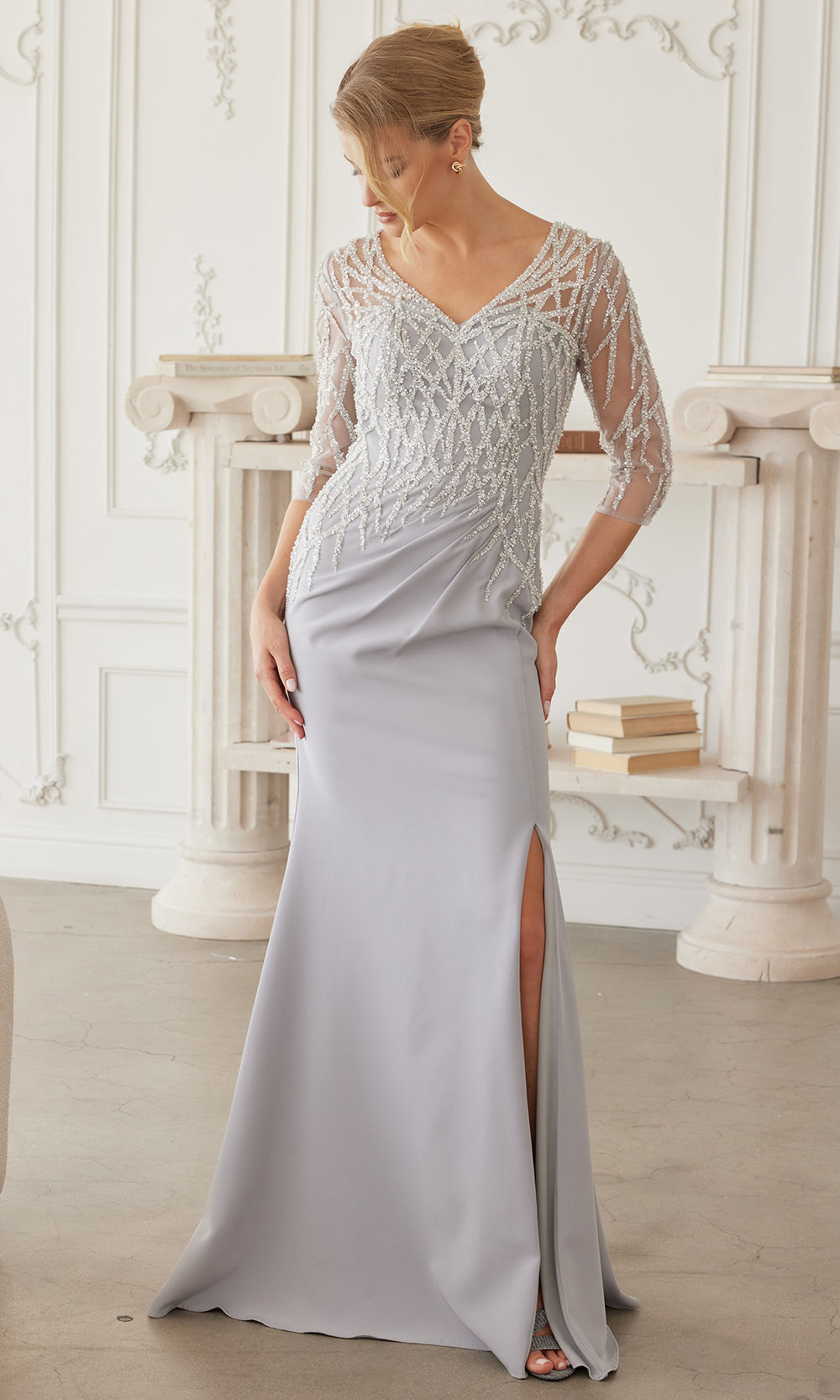 Nox Anabel MH161 - Sheer Sleeve Embroidered Formal Dress Mother of the Bride Dresses