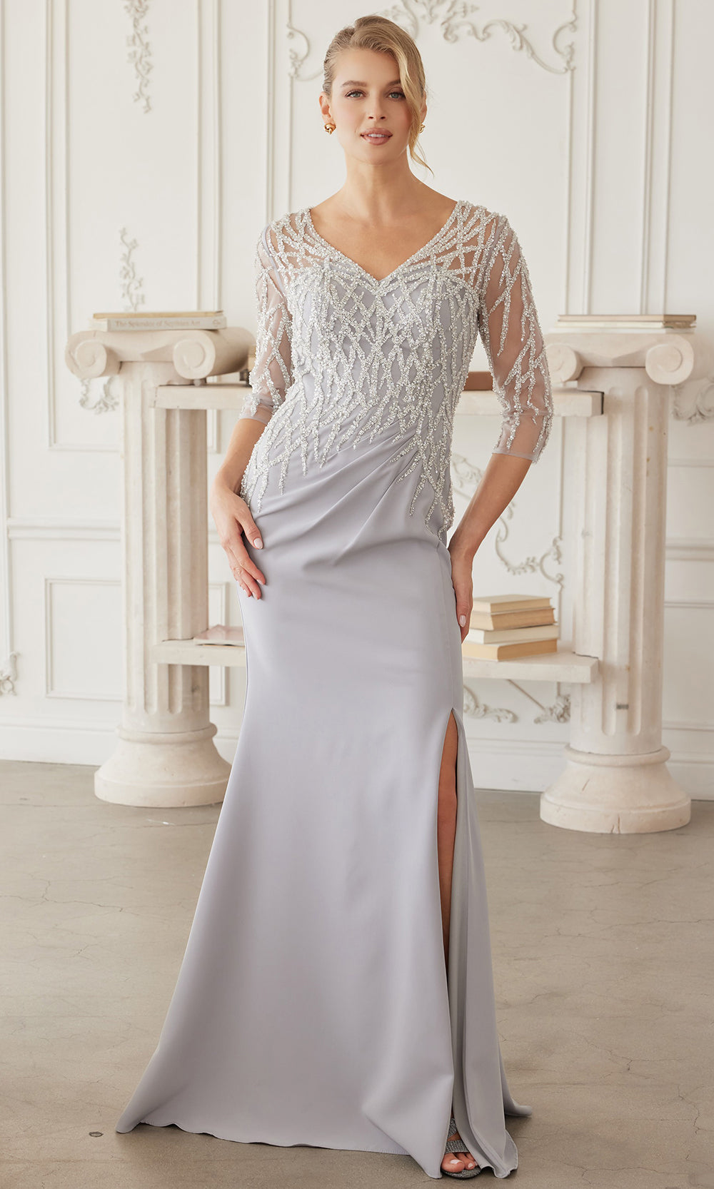 Nox Anabel MH161 - Sheer Sleeve Embroidered Formal Dress Mother of the Bride Dresses