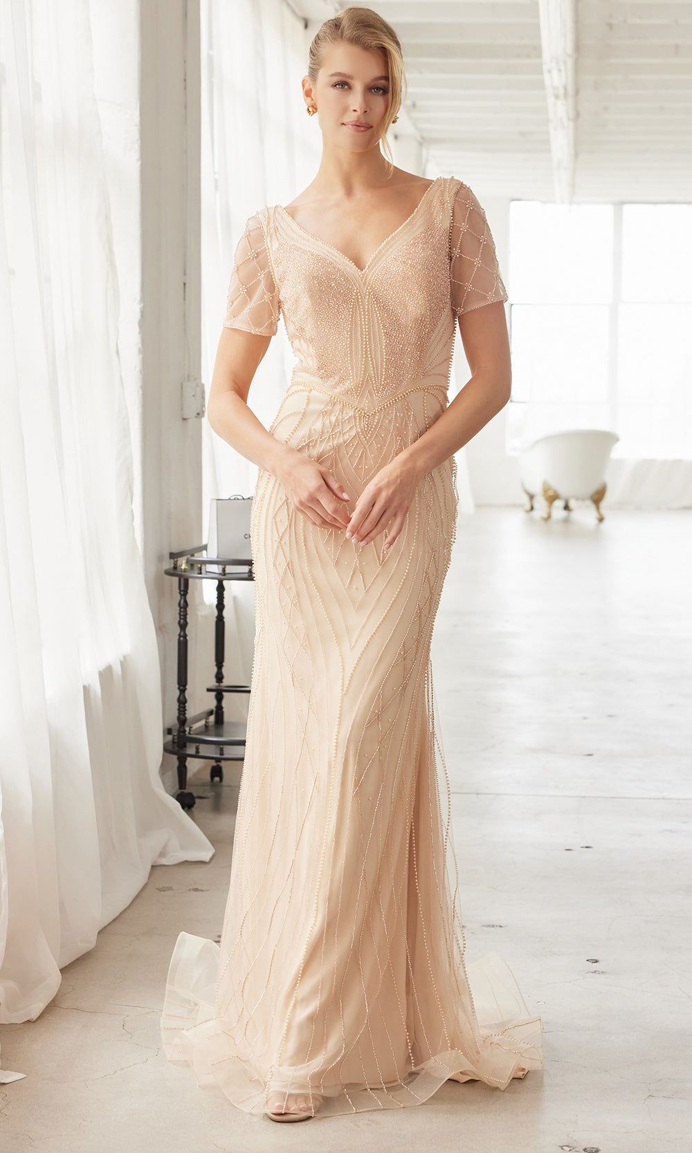 Nox Anabel MH162 - Sheer Sleeve Embroidered Formal Dress Mother of the Bride Dresses