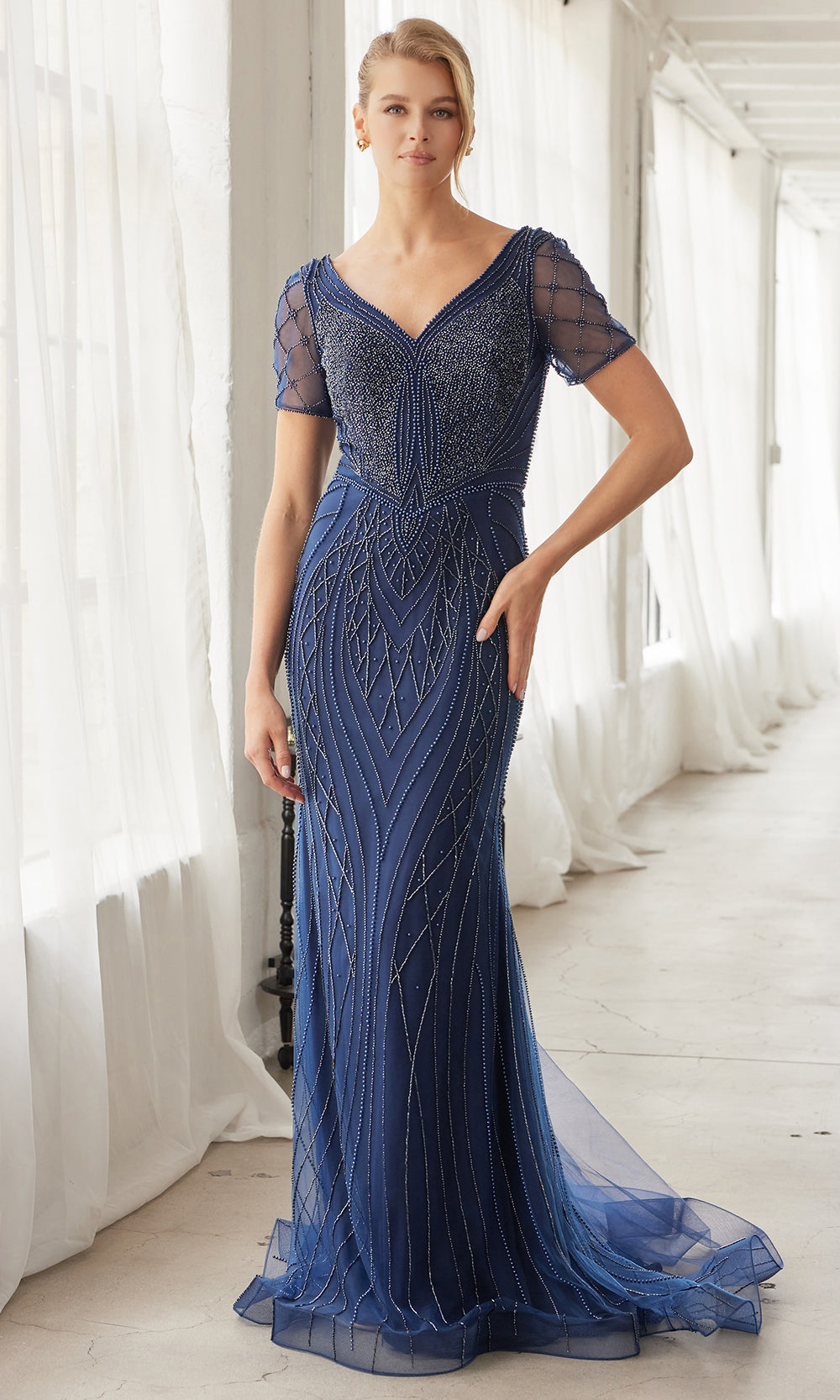 Nox Anabel MH162 - Sheer Sleeve Embroidered Formal Dress Mother of the Bride Dresses