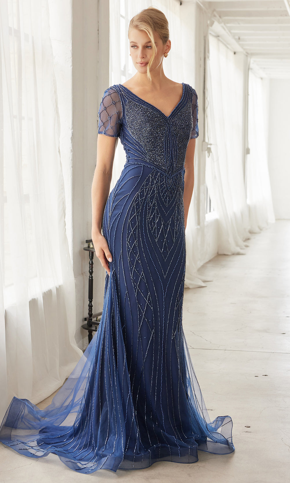 Nox Anabel MH162 - Sheer Sleeve Embroidered Formal Dress Mother of the Bride Dresses