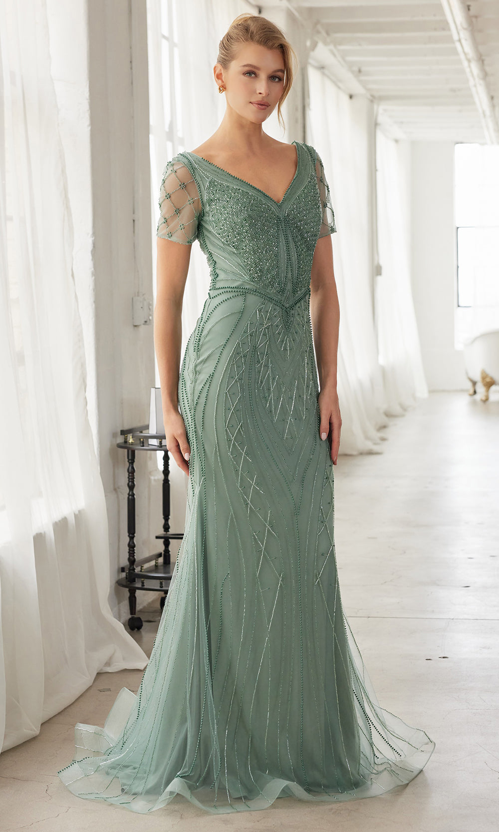 Nox Anabel MH162 - Sheer Sleeve Embroidered Formal Dress Mother of the Bride Dresses