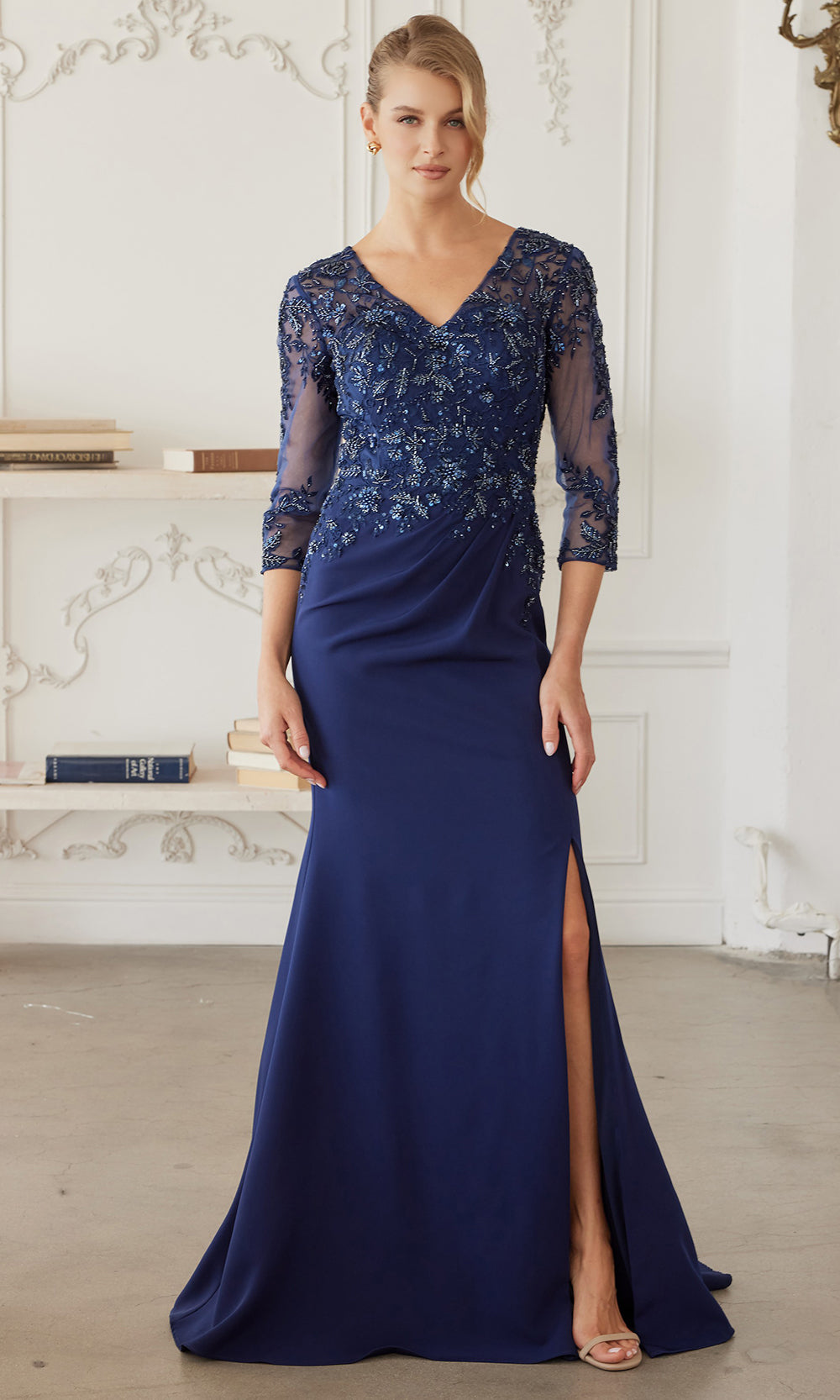 Nox Anabel MH163 - Sheer Sleeve Embroidered Formal Dress Formal Gowns