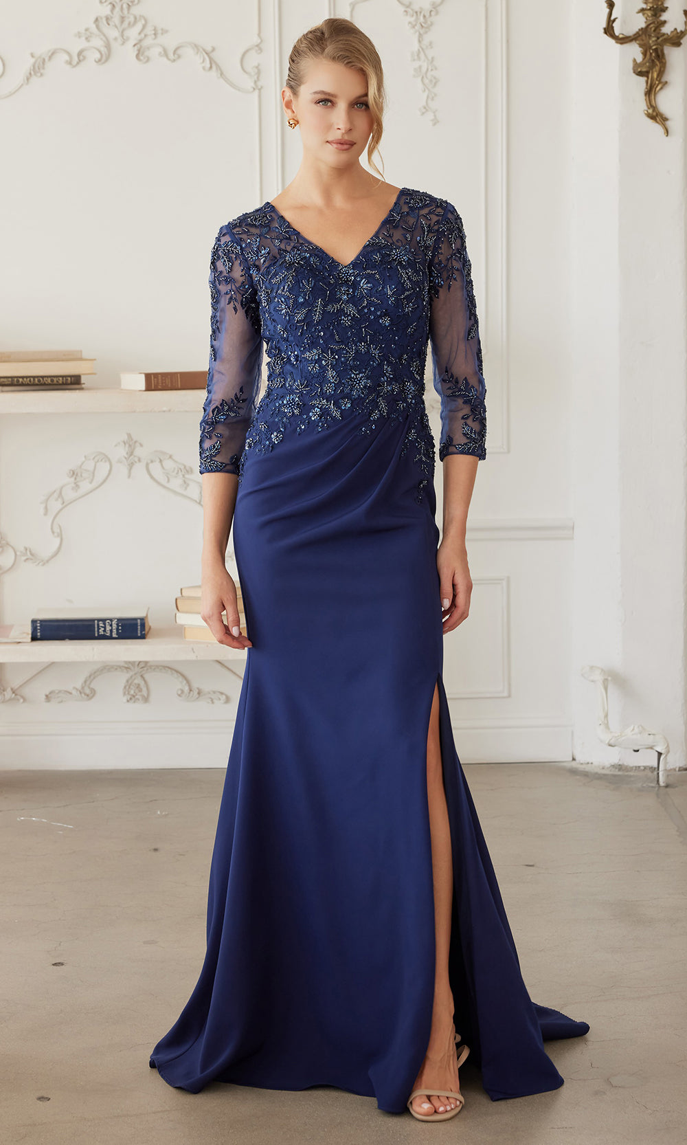 Nox Anabel MH163 - Sheer Sleeve Embroidered Formal Dress Formal Gowns