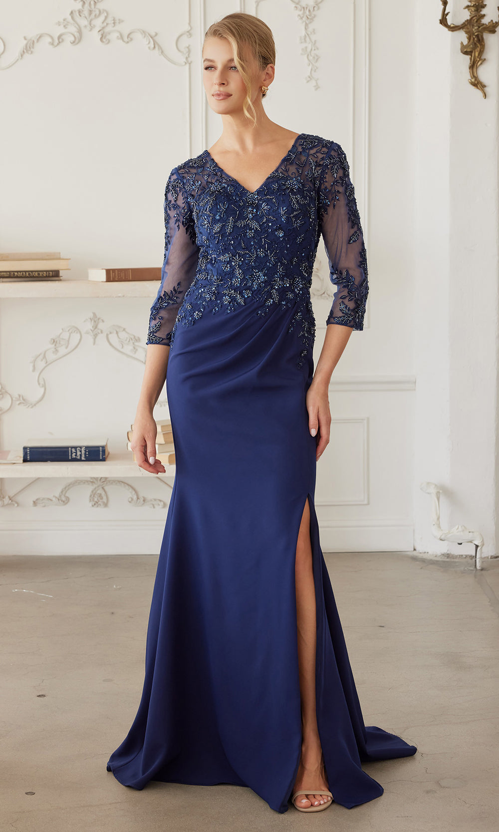 Nox Anabel MH163 - Sheer Sleeve Embroidered Formal Dress Formal Gowns
