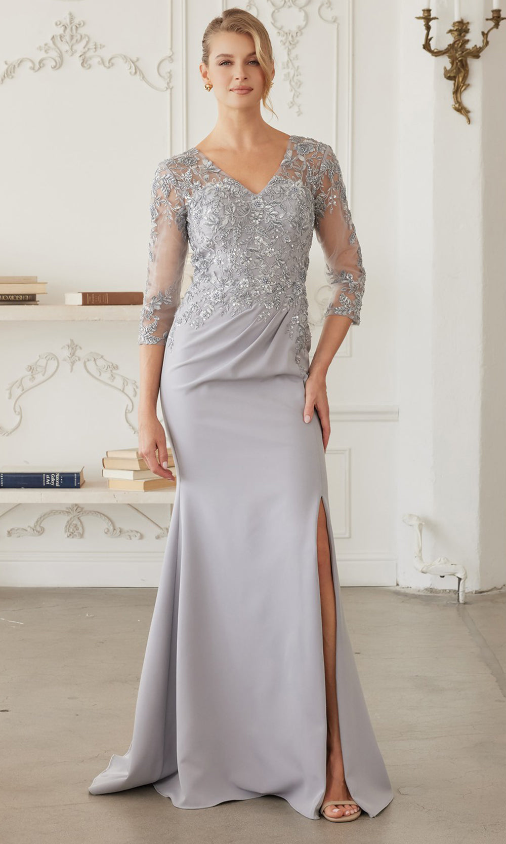 Nox Anabel MH163 - Sheer Sleeve Embroidered Formal Dress Formal Gowns