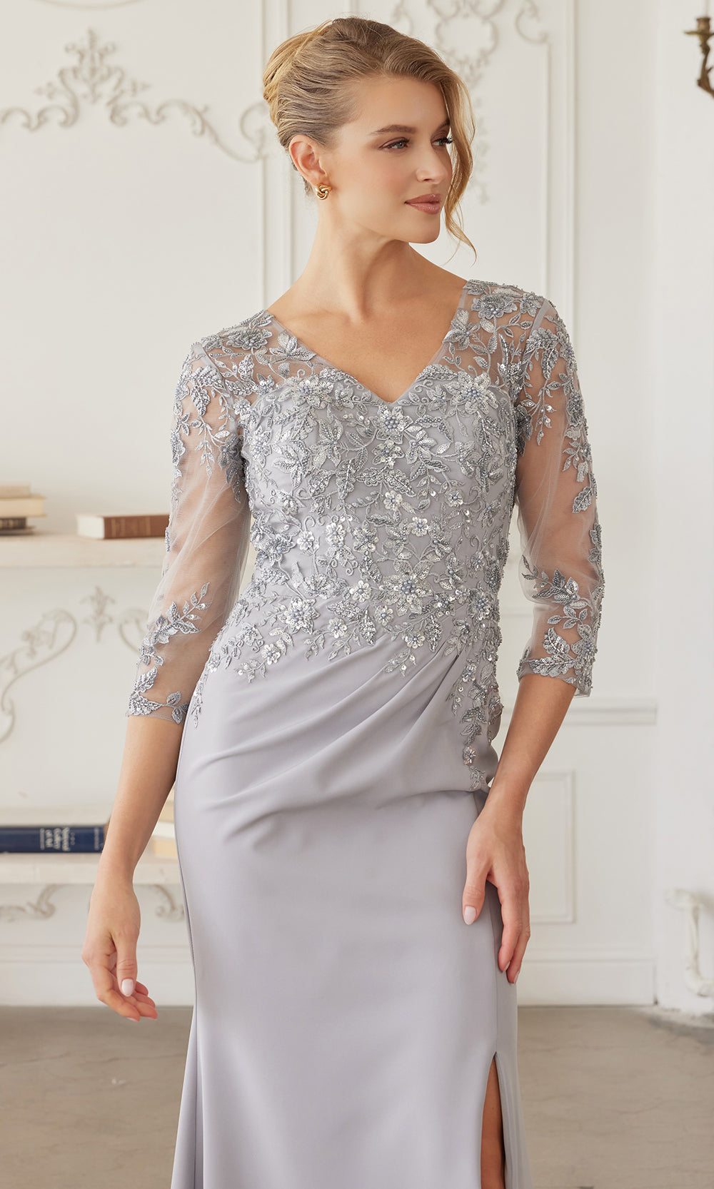 Nox Anabel MH163 - Sheer Sleeve Embroidered Formal Dress Formal Gowns