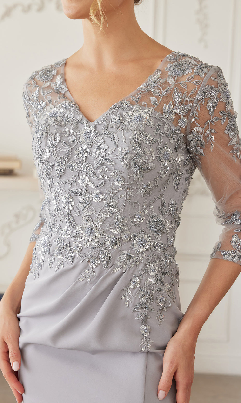 Nox Anabel MH163 - Sheer Sleeve Embroidered Formal Dress Formal Gowns