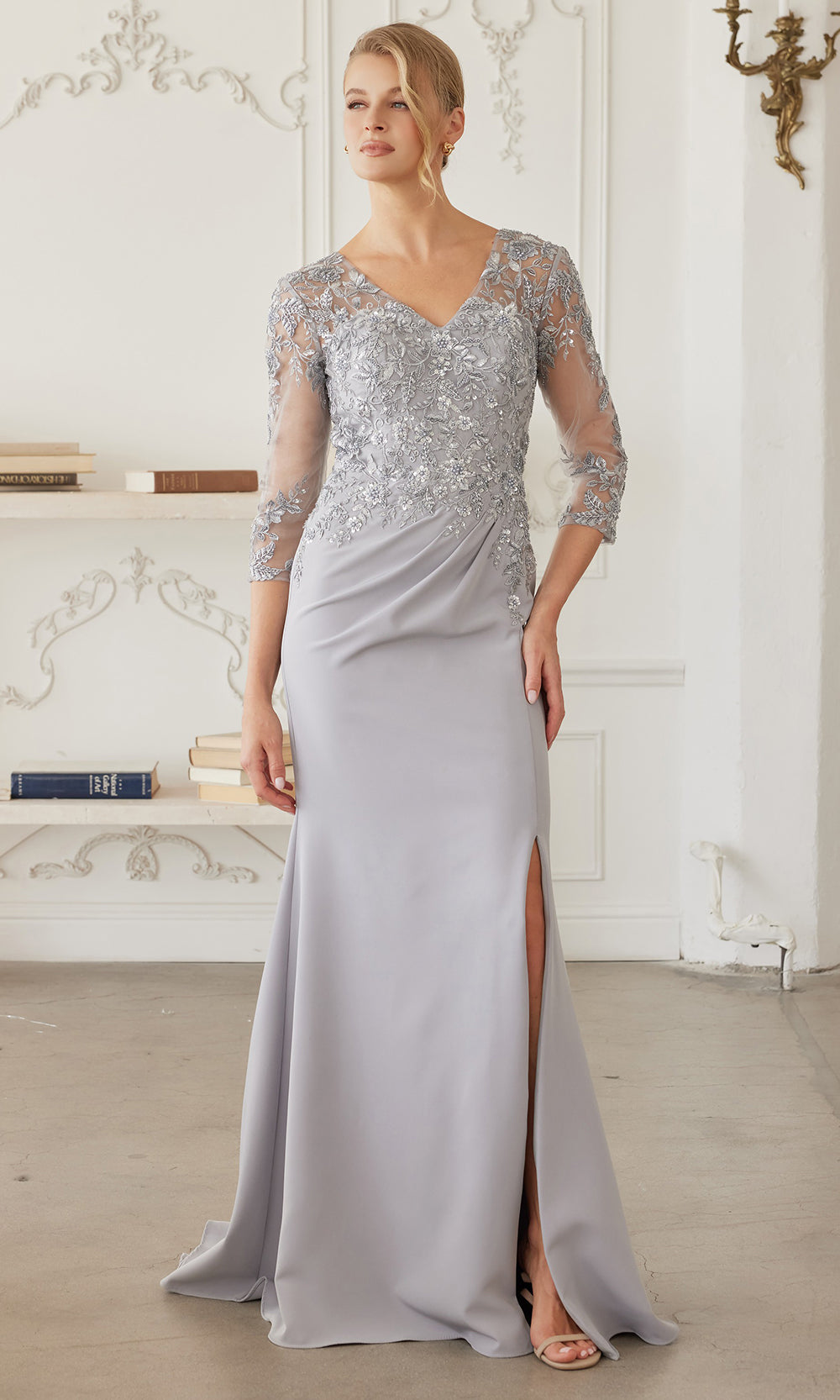 Nox Anabel MH163 - Sheer Sleeve Embroidered Formal Dress Formal Gowns