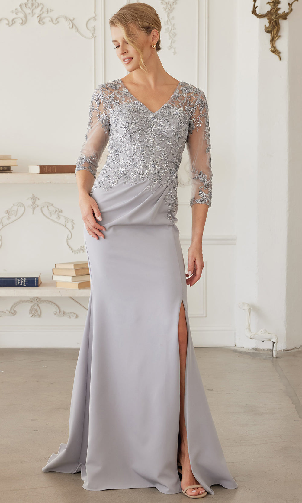 Nox Anabel MH163 - Sheer Sleeve Embroidered Formal Dress Formal Gowns