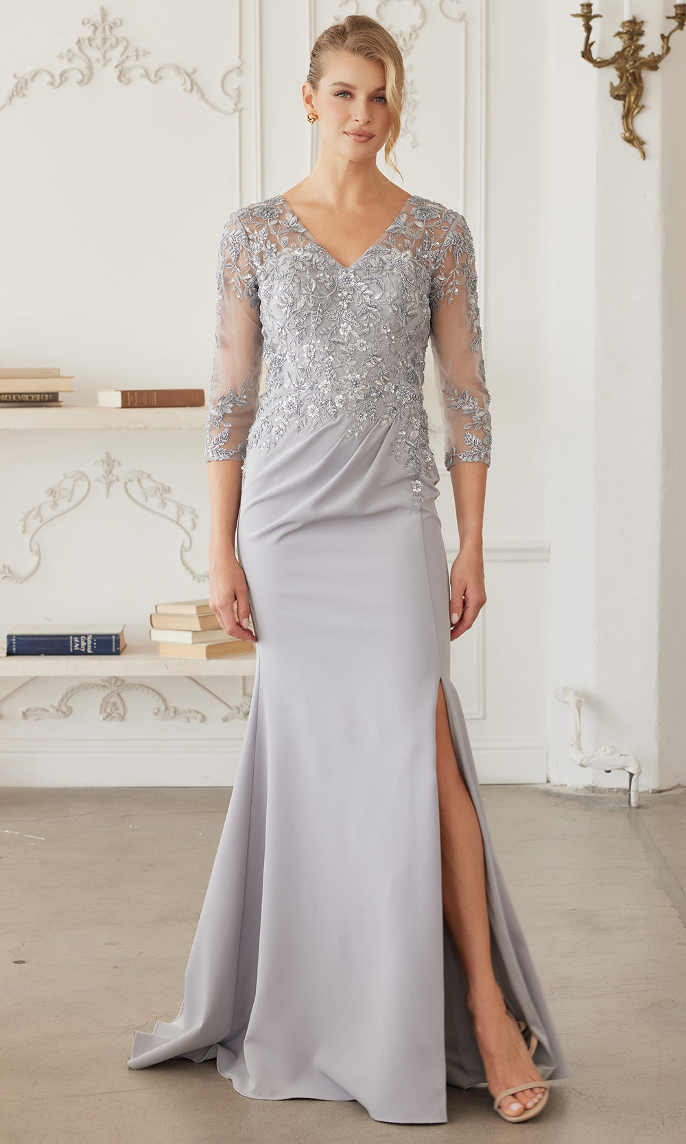 Nox Anabel MH163 - Sheer Sleeve Embroidered Formal Dress Formal Gowns