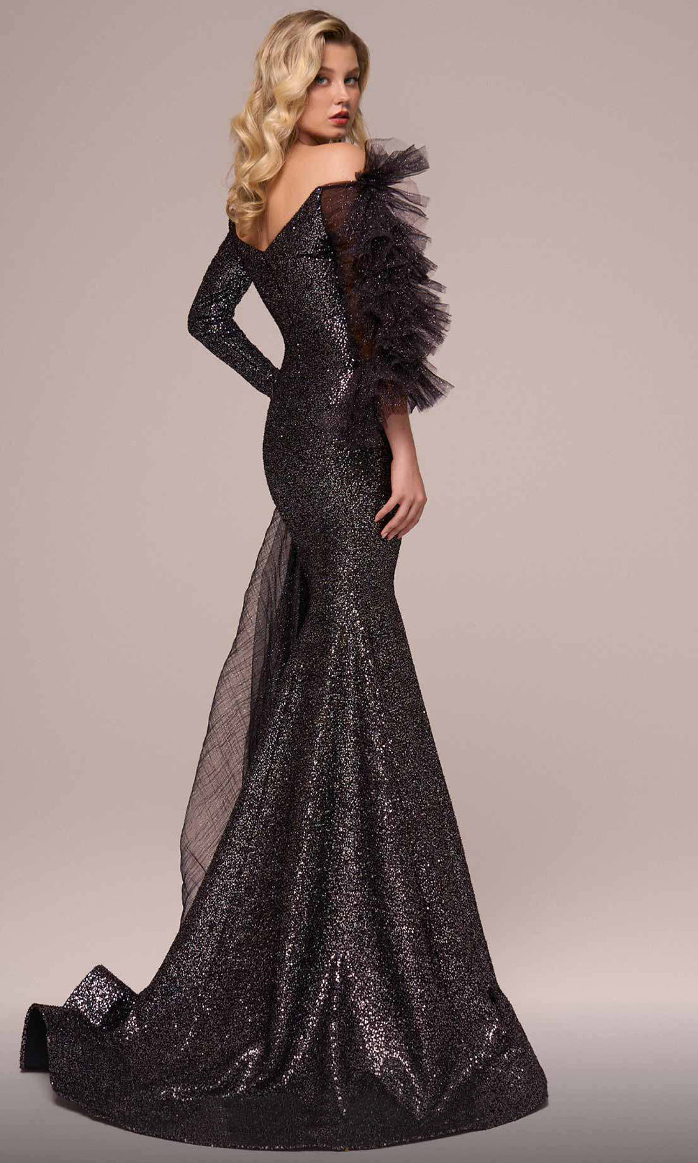 MNM Couture F02892 - Ruffled Accent Trumpet Evening Gown Evening Gown