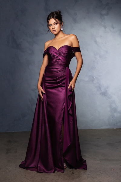 May Queen MQ2056 - Ruched Overskirt Prom Dress