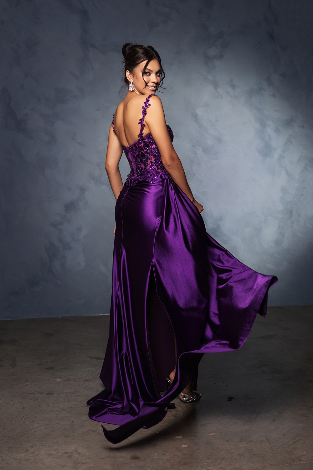 May Queen MQ2145B - Scoop Ruched Gown with Draping