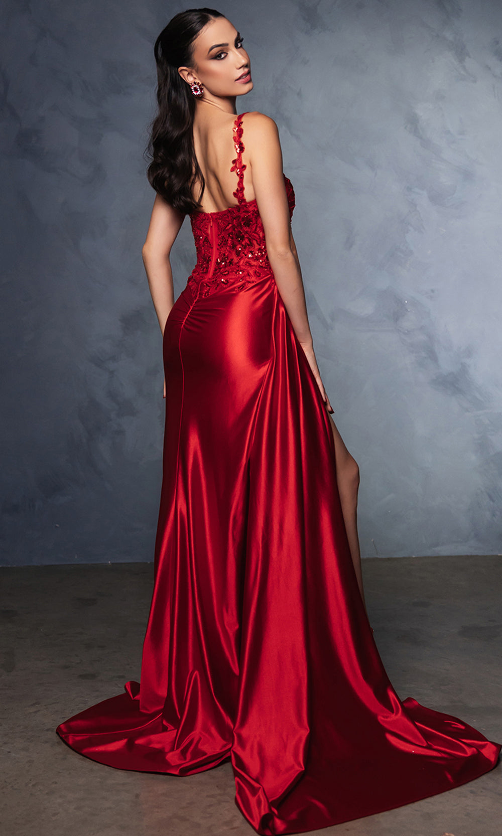 May Queen MQ2145 - Ruched Satin Evening Dress