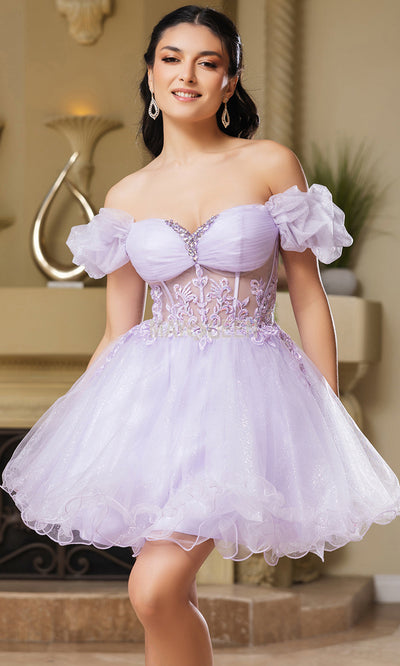 May Queen MQ2164 - Short Beaded Corset Party Dress