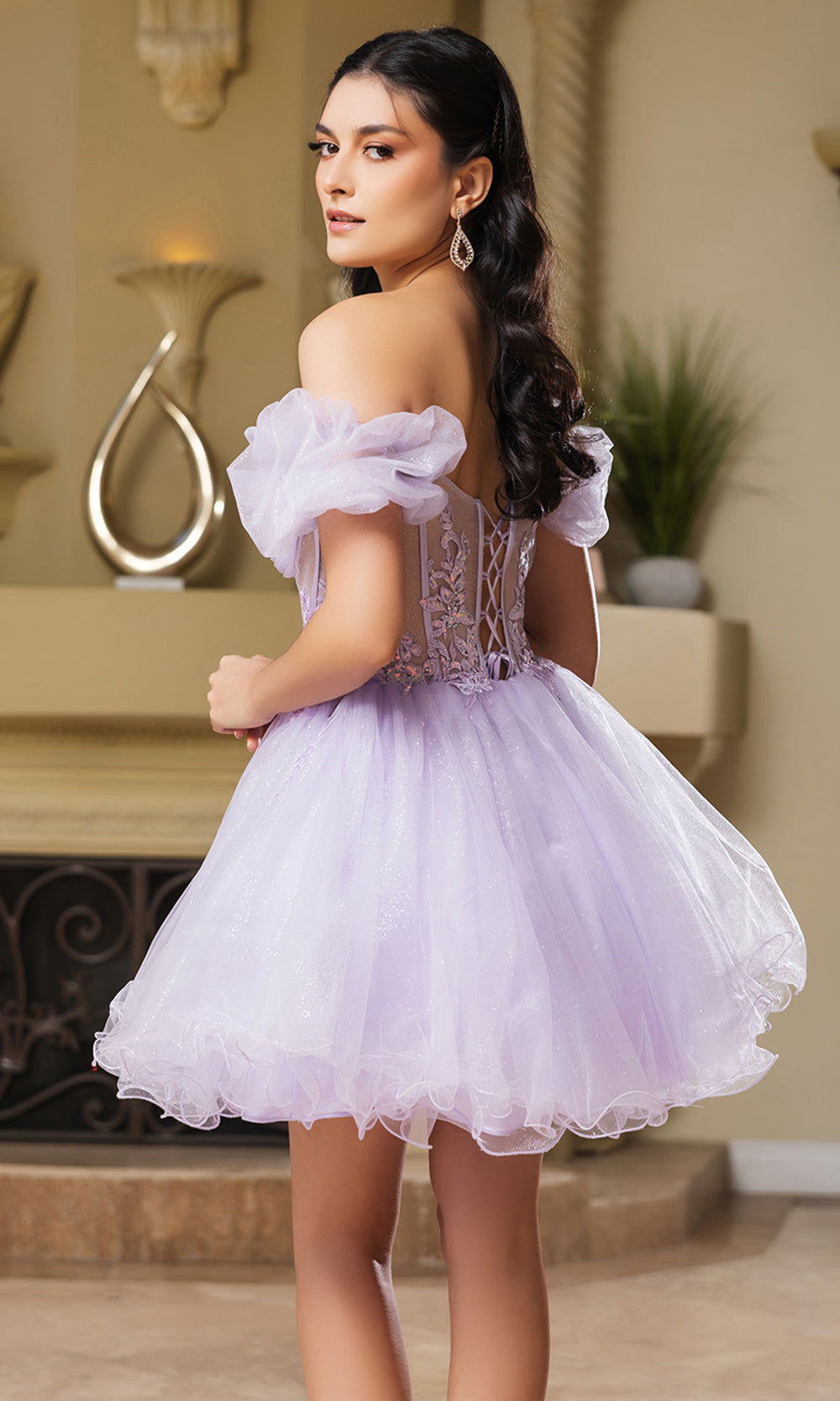 May Queen MQ2164 - Short Beaded Corset Party Dress