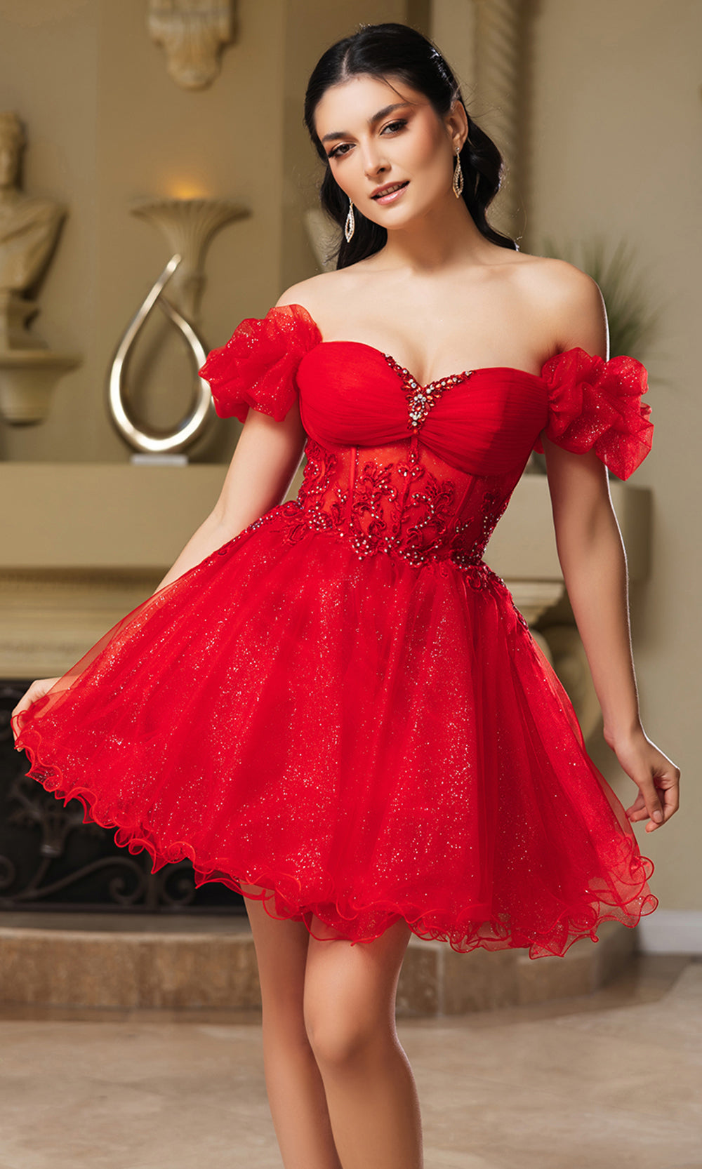 May Queen MQ2164 - Short Beaded Corset Party Dress