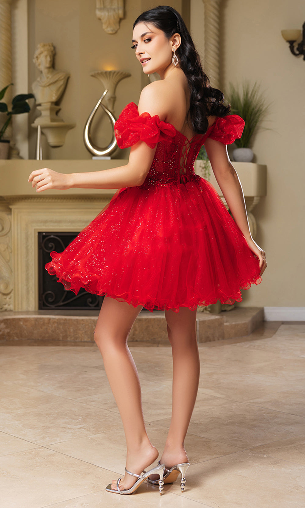 May Queen MQ2164 - Short Beaded Corset Party Dress