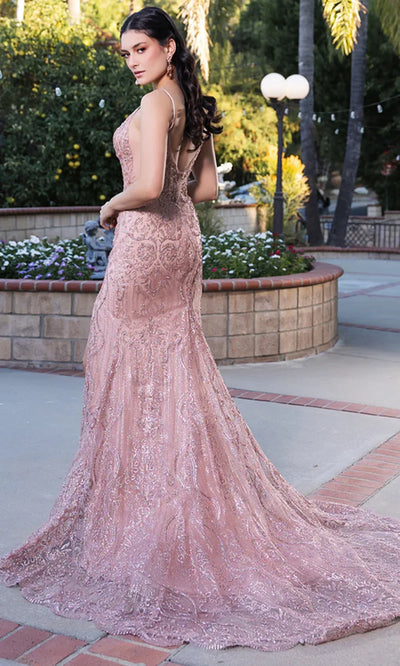 May Queen MQ2166 - V-Neckline Illusion Corset Evening Gown Prom Dresses