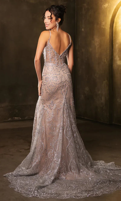 May Queen MQ2166 - V-Neckline Illusion Corset Evening Gown Prom Dresses