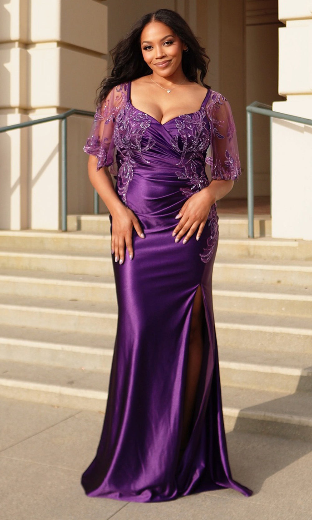 May Queen MQ2173 - Embellished Long Sleeve Dress