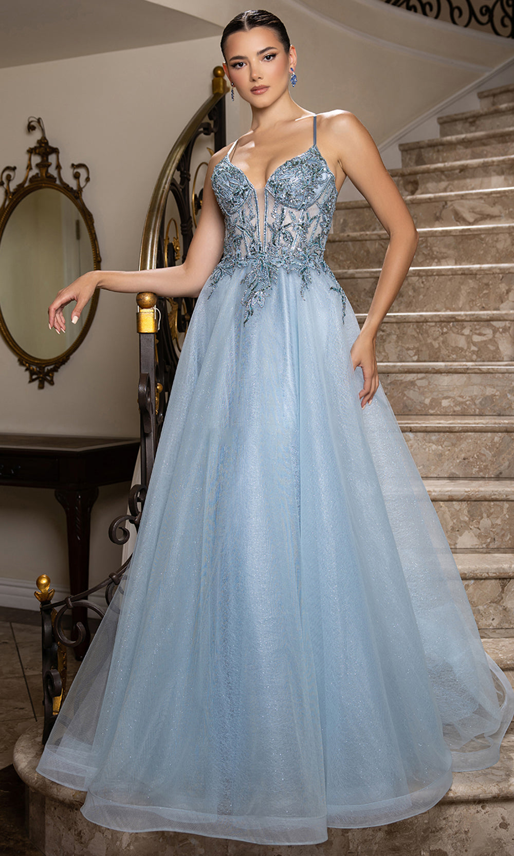 May Queen MQ2178 - Beaded Embellished Sleeveless Long Gown Prom Dresses