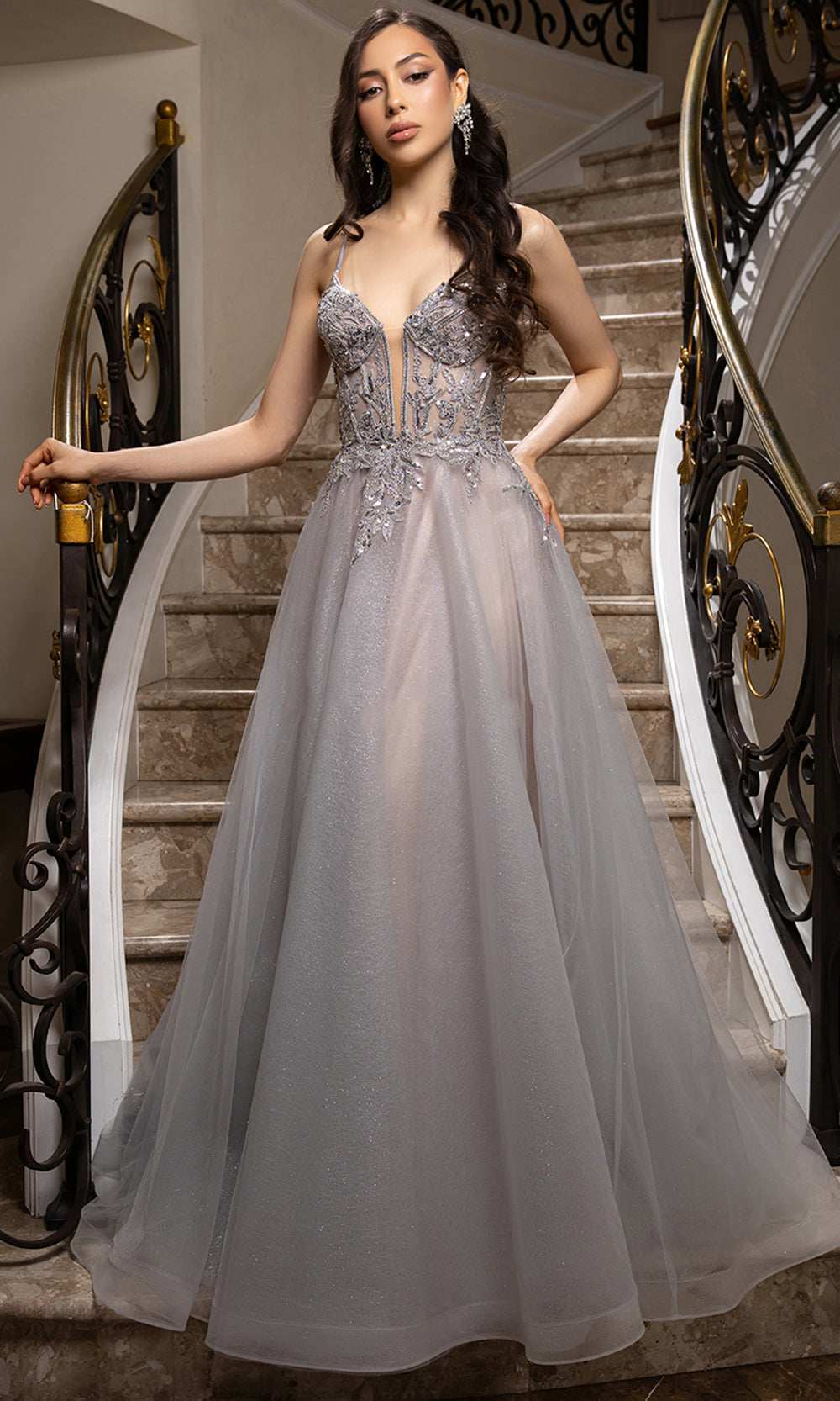 May Queen MQ2178 - Beaded Embellished Sleeveless Long Gown Prom Dresses