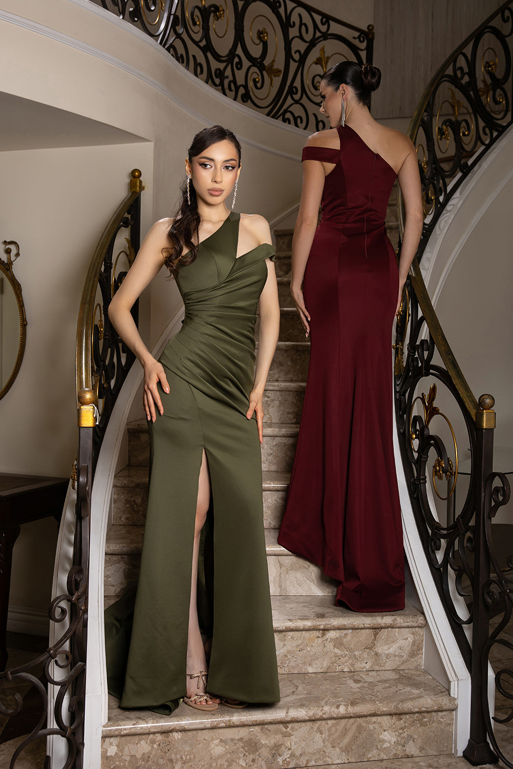 May Queen MQ2199 - High Slit One Shoulder Gown Prom Dresses
