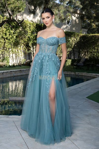 May Queen MQ2200 - Embroidered A-Line Evening Gown Prom Dresses