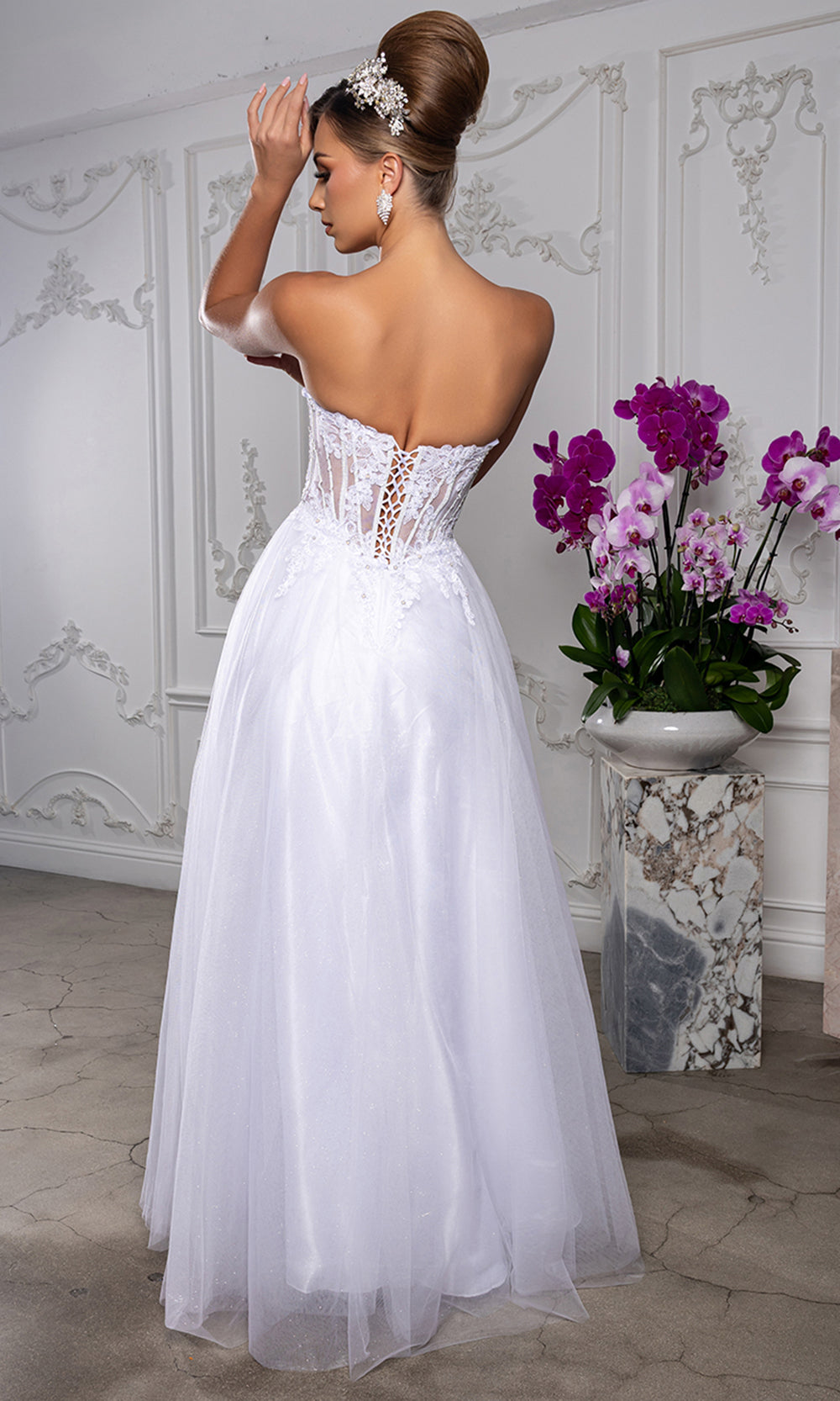 May Queen MQ2208 - Embellished A-Line Gown with Lace-Up Back