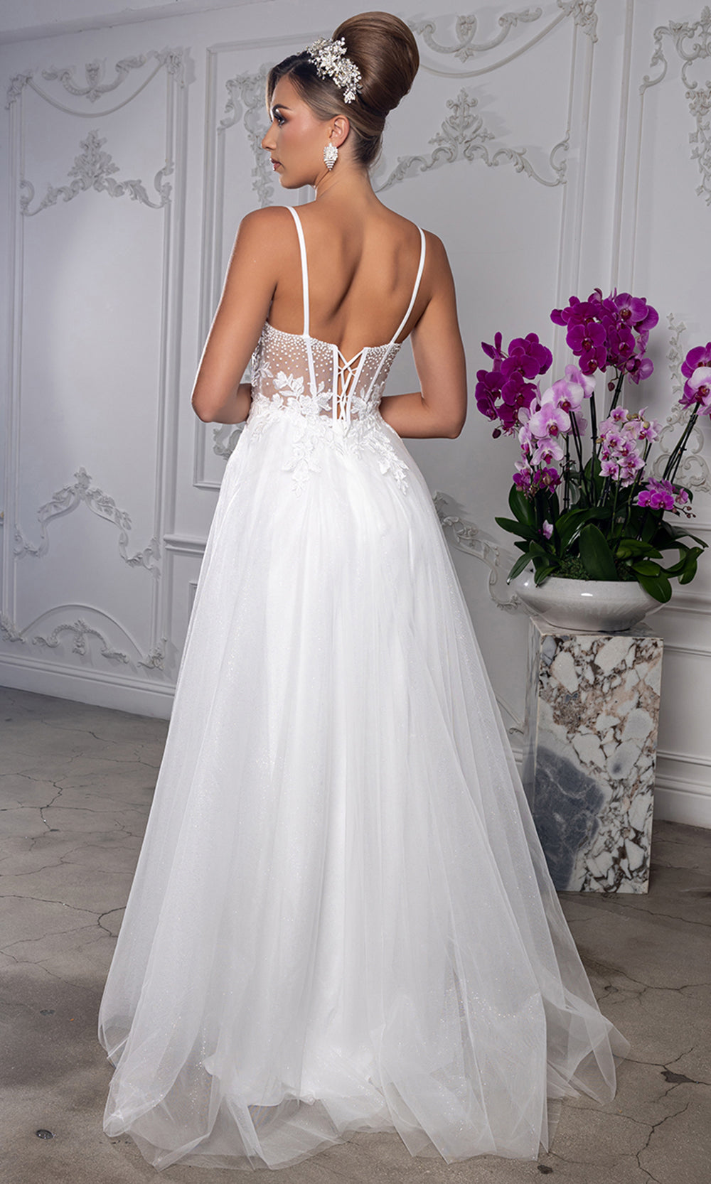 May Queen MQ2209 - Embellished Illusion Bodice Slit Long Gown