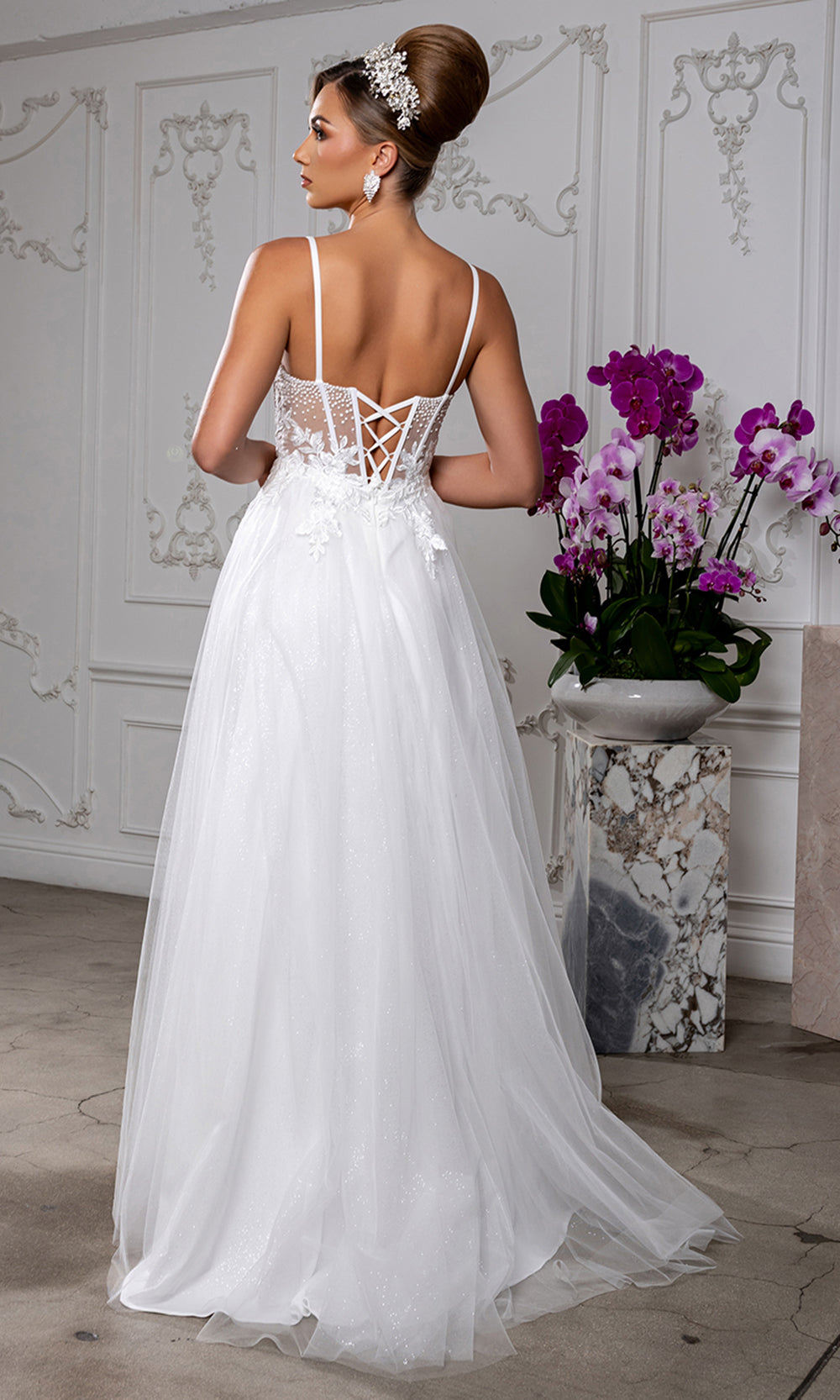 May Queen MQ2209 - Embellished Illusion Bodice Slit Long Gown